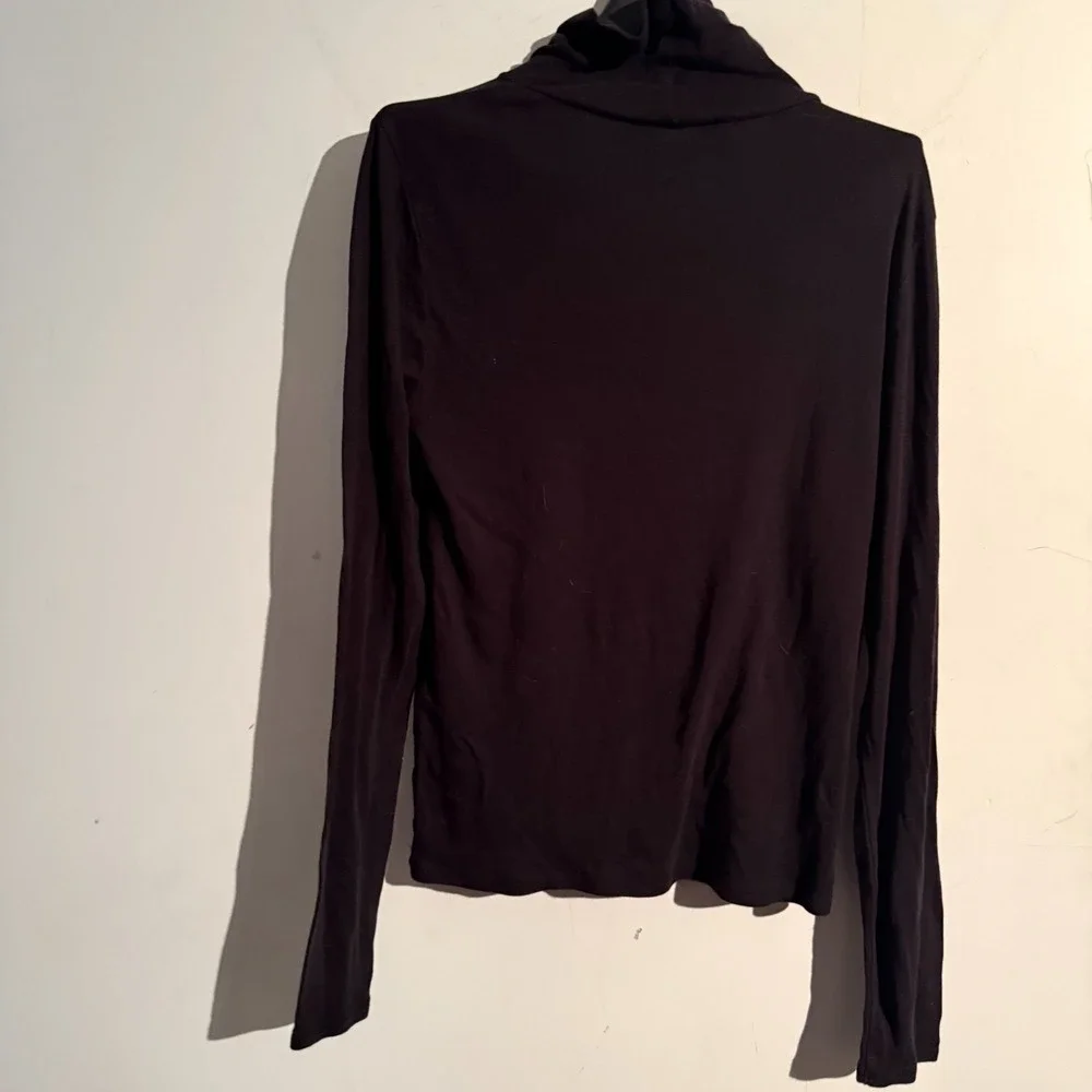 Eileen Fisher Small Black Turtleneck‎ Organic Cotton Blend Basic Statement